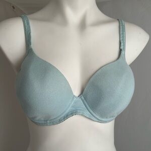 Express aqua blue lightly lined full coverage underwire t-shirt bra